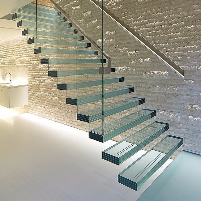 Staircase Manufacturer/Top Sale Indoor Curved Glass Stairs