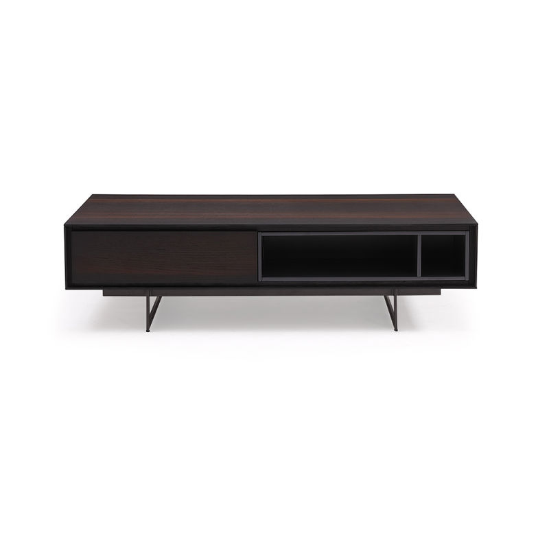 Modern Europe Oak Veneer Grey Finish Square Coffee Table for Living Room Furniture