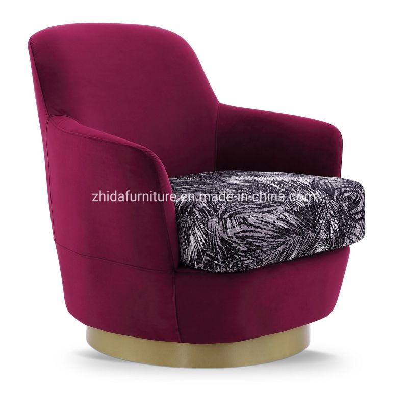 Hotel Event Metal Leisure Chair Red Fabric Velvet Dining Chair in Living Room Armchair