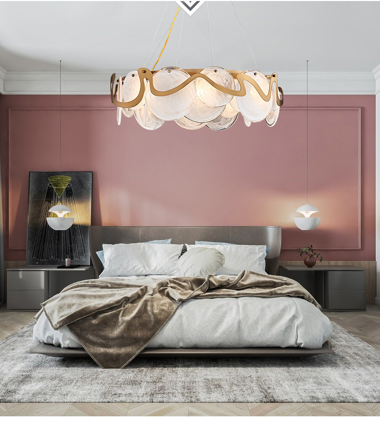 Modern Luxury Decorative Round Metal and Glass Shade LED Chandelier&#160; for Living Room Bedroom