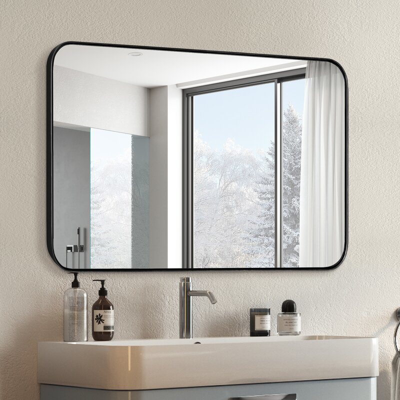 Finish Surface Vanity Wall Mounted Home Decor Rectangle Framed Mirror for Living Room