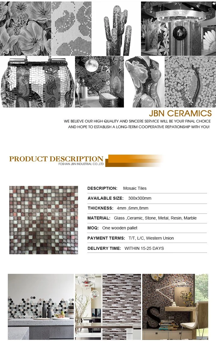 Glass Mosaic Supplier, Flash Point Glass Mosaic and Stainless Steel Mosaic (M815056)