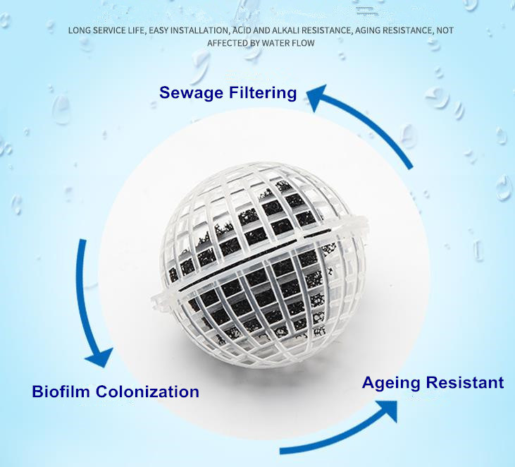 Wastewater Treatment Plastic Hollow Floating Bio Ball with Inside Filter Material
