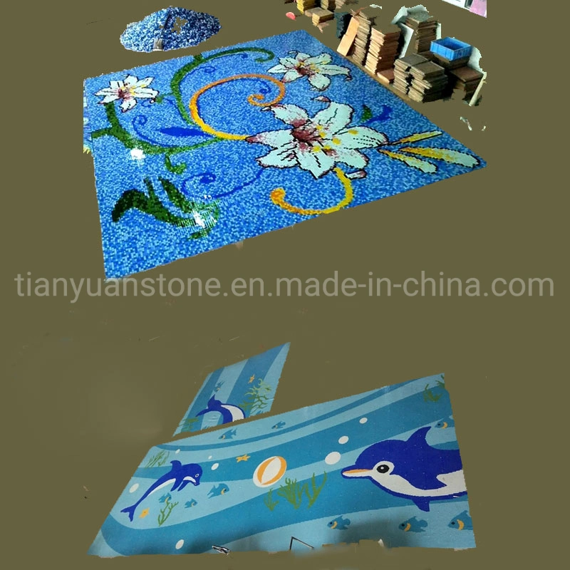 Customize Size Swimming Pool Glass Mosaic Tile Pattern Design Art Decor