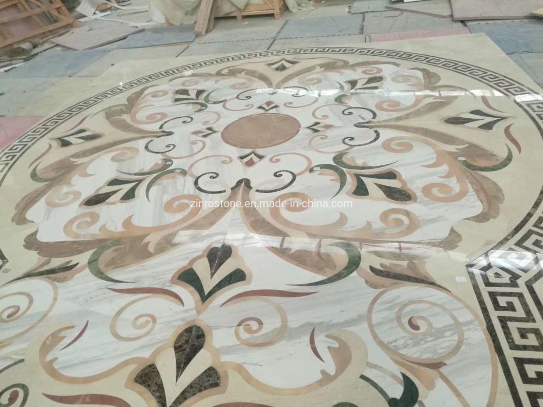 Natural Marble Polished Stone Waterjet Mosaic Pattern, Mosaic Medallion Tile for Floor Decoration Project