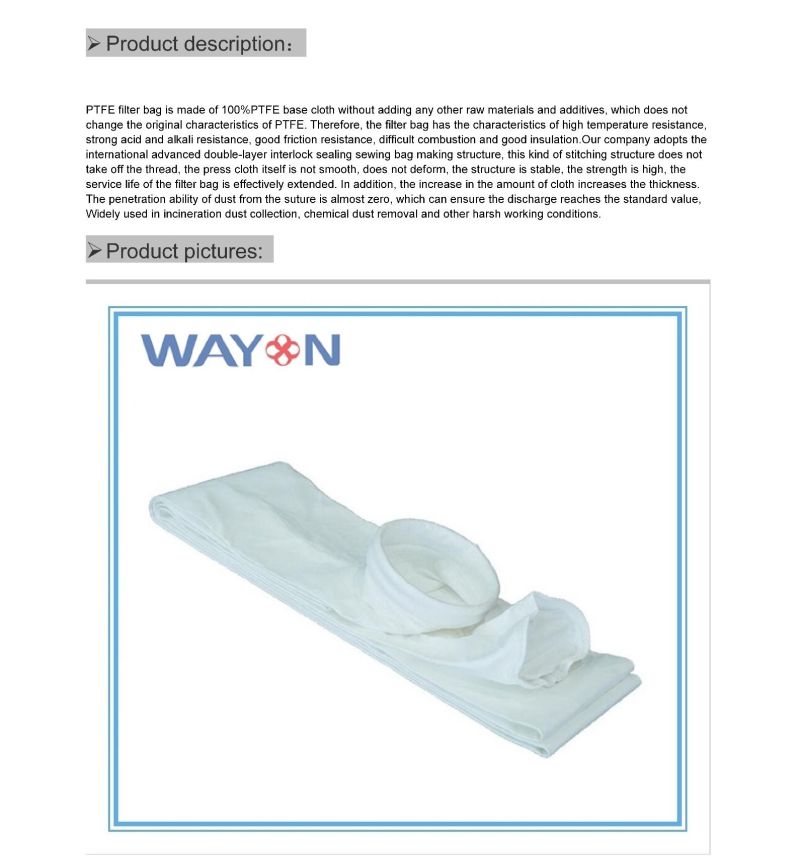 Air Purification System Dust Filter PTFE Filter Bag