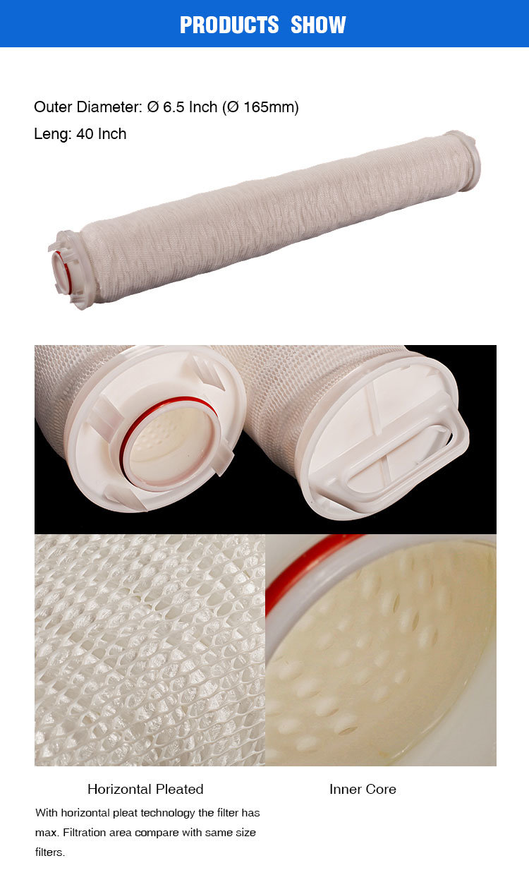 40 Industrial Pleated Membrane High Flow Filter Cartridge Manufacturers