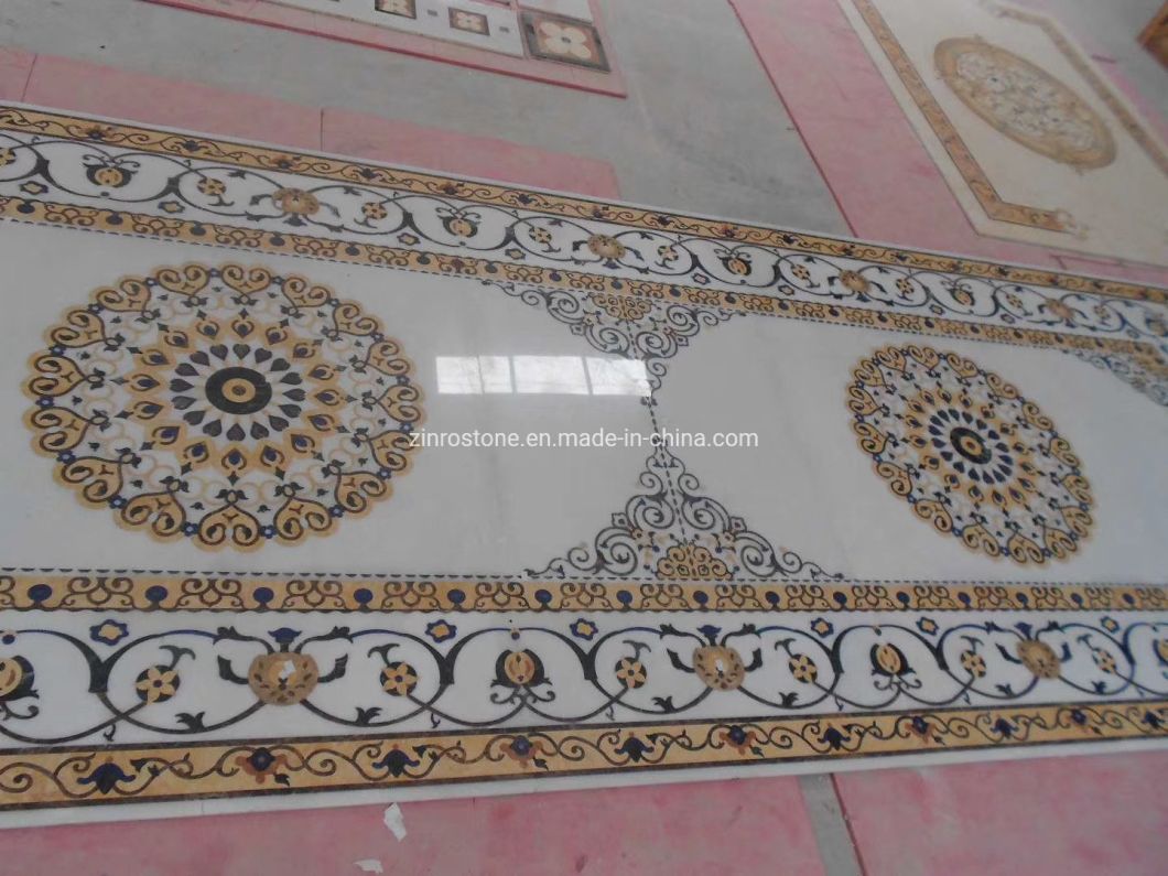 Natural Marble Polished Stone Waterjet Mosaic Pattern, Mosaic Medallion Tile for Floor Decoration Project