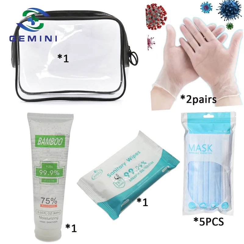 2020 Personal Protective Sets, Civilian Mask/PVC Gloves/Sanitizer/Wipes (GMP-001)