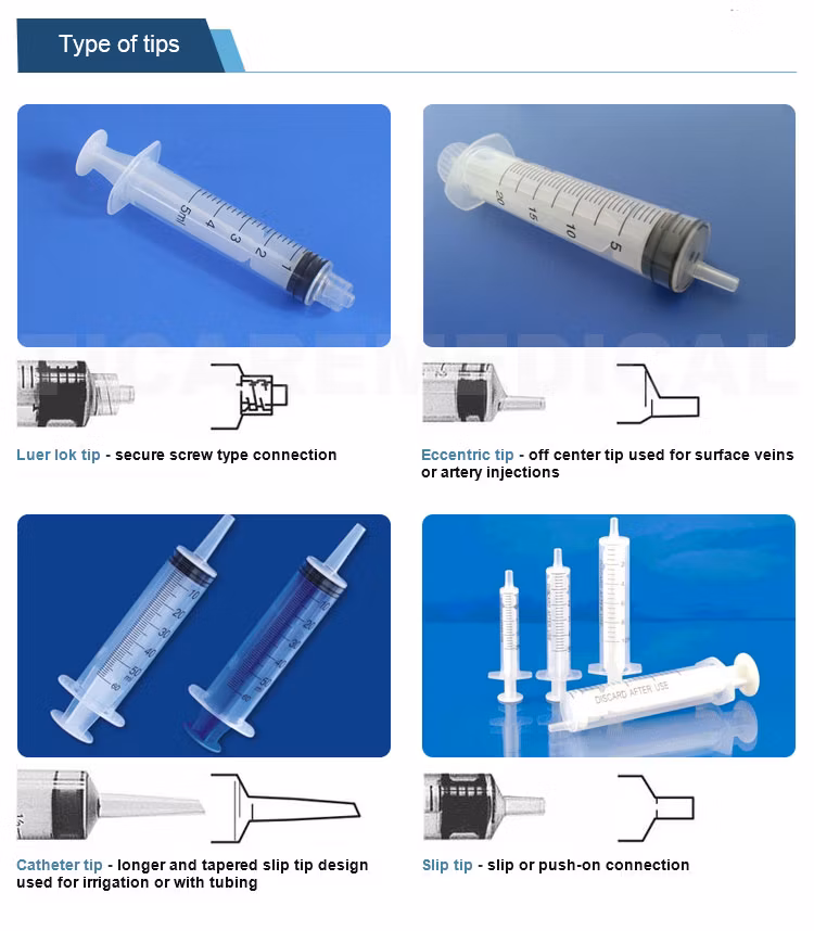 Disposable 1ml 2ml 3ml Vaccine Luer Lock 1 Ml Injection Syringe