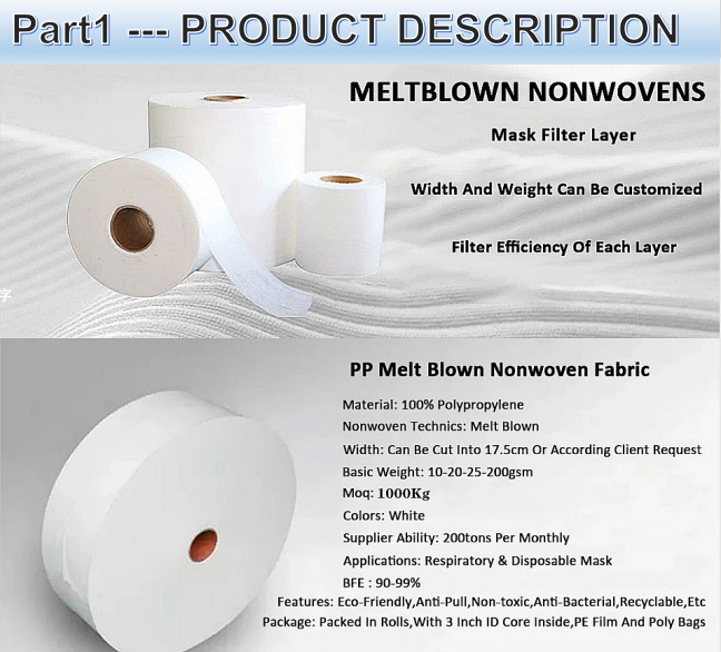 Good Quality 100% Polypropylene Meltblown Nonwoven Fabric/Melt Blown Fabric Filter Cloth