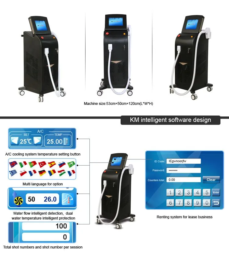 FDA Ce Direct Sale 10 Laser Bars 1200W Diode Laser Hair Removal Machine