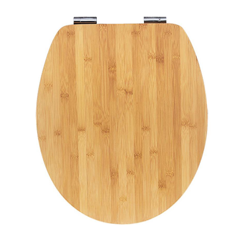 Natural Bamboo Toilet Seat with Chromed Hinges