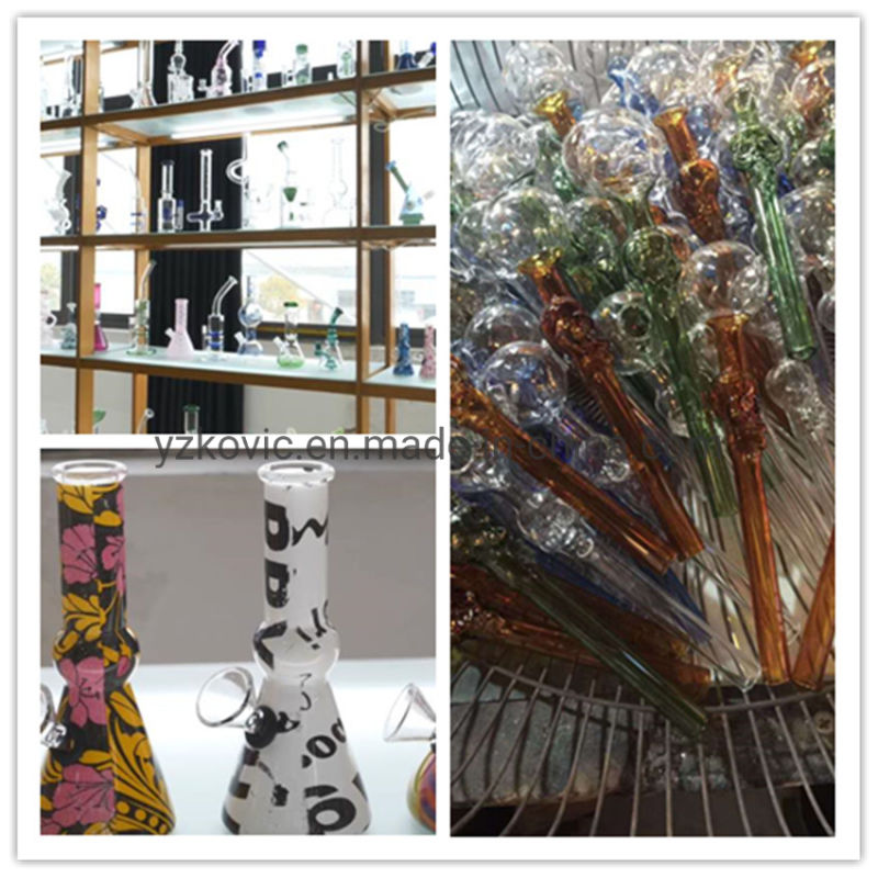 Funny Beaker Colorful Stickers Glass Smoking Pipe with 19mm Female Water Pipes