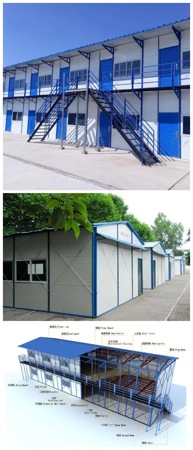 Easy Build Rain-Proof Worker Dormitory Contruction Site Camp Prefabricated Houses