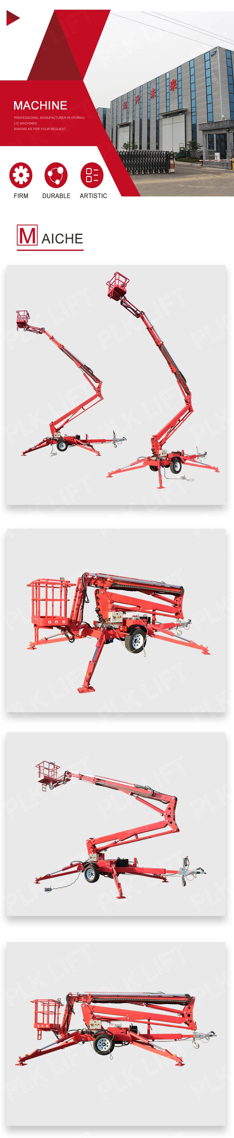 200kg Trailer Mounted Manually China Boom Lift for Sale