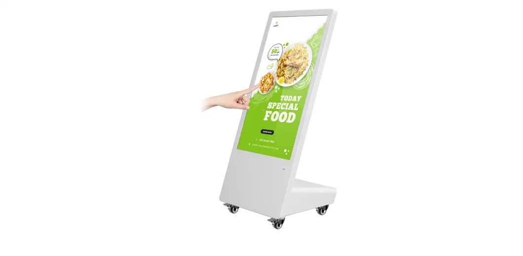 Mobile LCD Network Version Android Floor Stand Advertising Player with Wheels