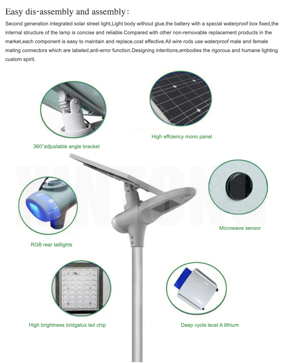 60W All in Two Integrated Outdoor Secomd Generation Solar Street Lamp
