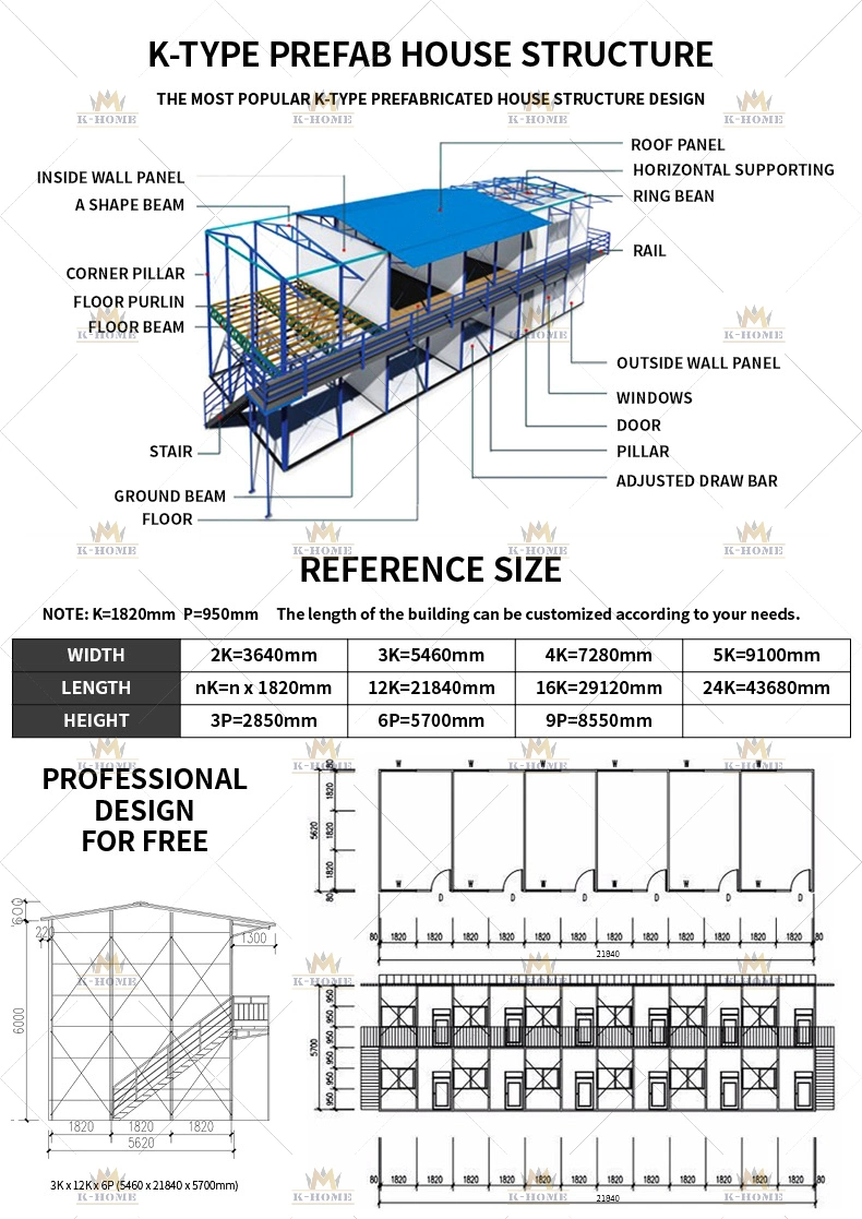 Steel Structure Temporary Site Dormitory Building Prefab Portable Houses