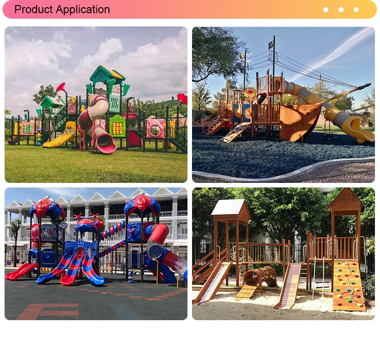 Wooden Log Cabin Kids Play Area Slides Outdoor Playground Equipment Creative Toys