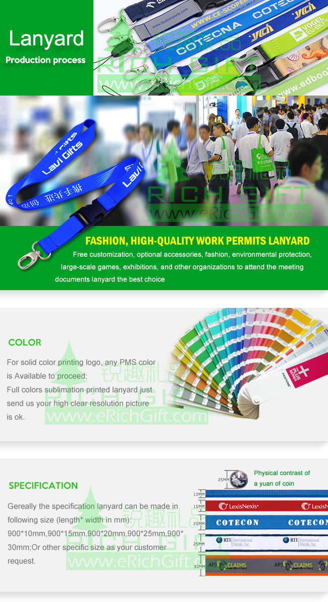 Custom Fine Heat Transfer Printing Lanyard for Employee's Card