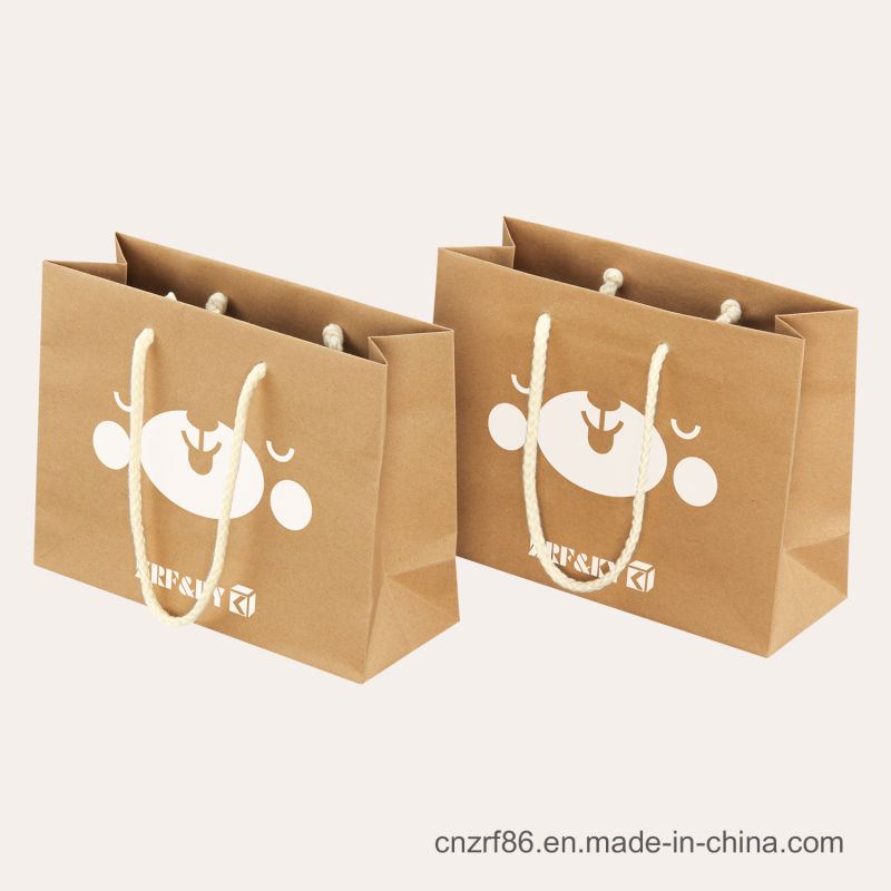 Custom Flexo Printed Recycled White/Orange/Brown Kraft Paper Bags for Shopping/Garment/Apparel/Gift