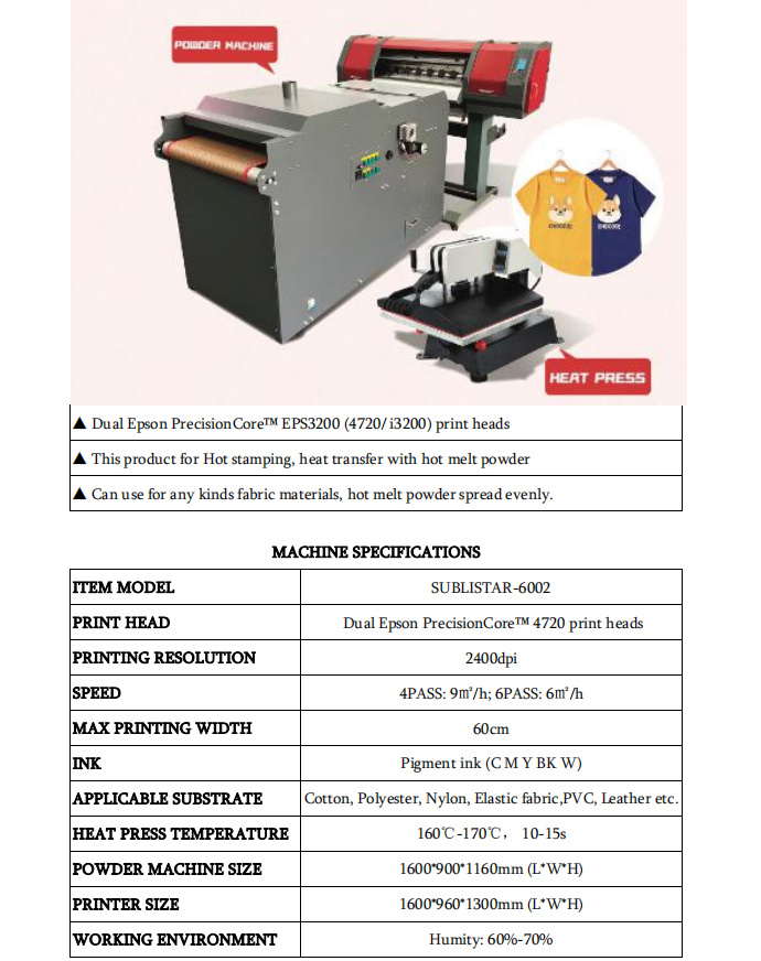 Pet Heat Transfer Film Inkjet Printer for Cotton T-Shirt