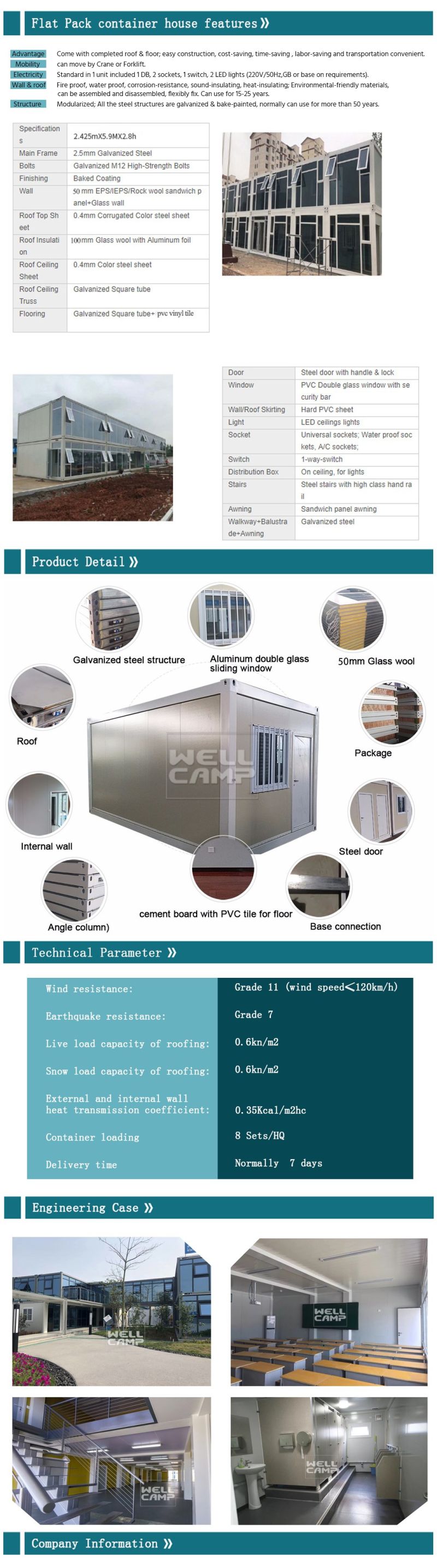 Wellcamp Customized Portable Container House Prefabricated Homes