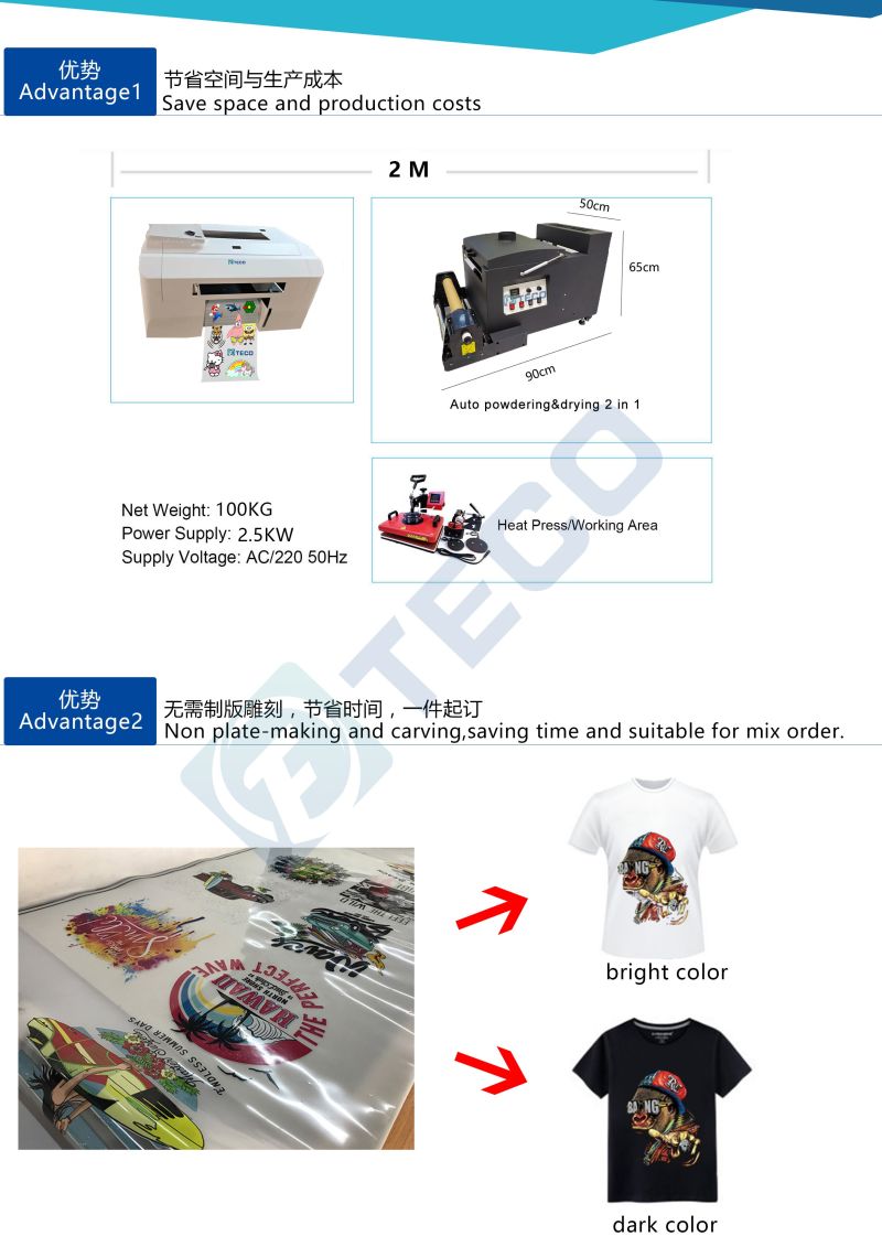 40cm Size Heat Transfer Pigment Ink Pet Film Printer for Fabrics Dtf Printer