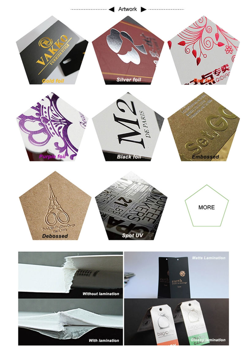 Hot Sale Golden Foil Hang Tag Paper Swing Tag for Apparel