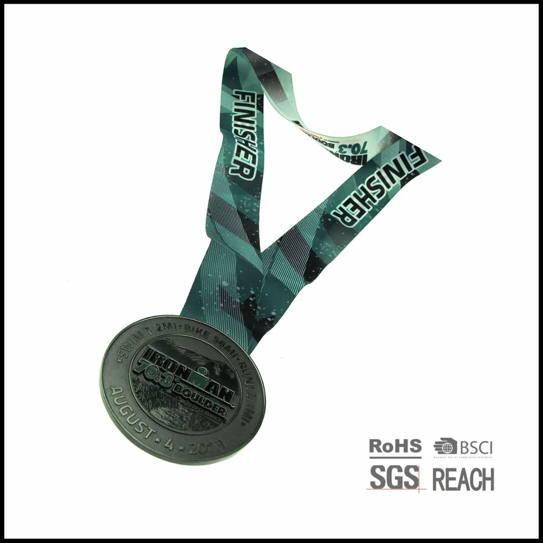 Swim and Running Award Medal with Heat Transfer Printed Ribbon