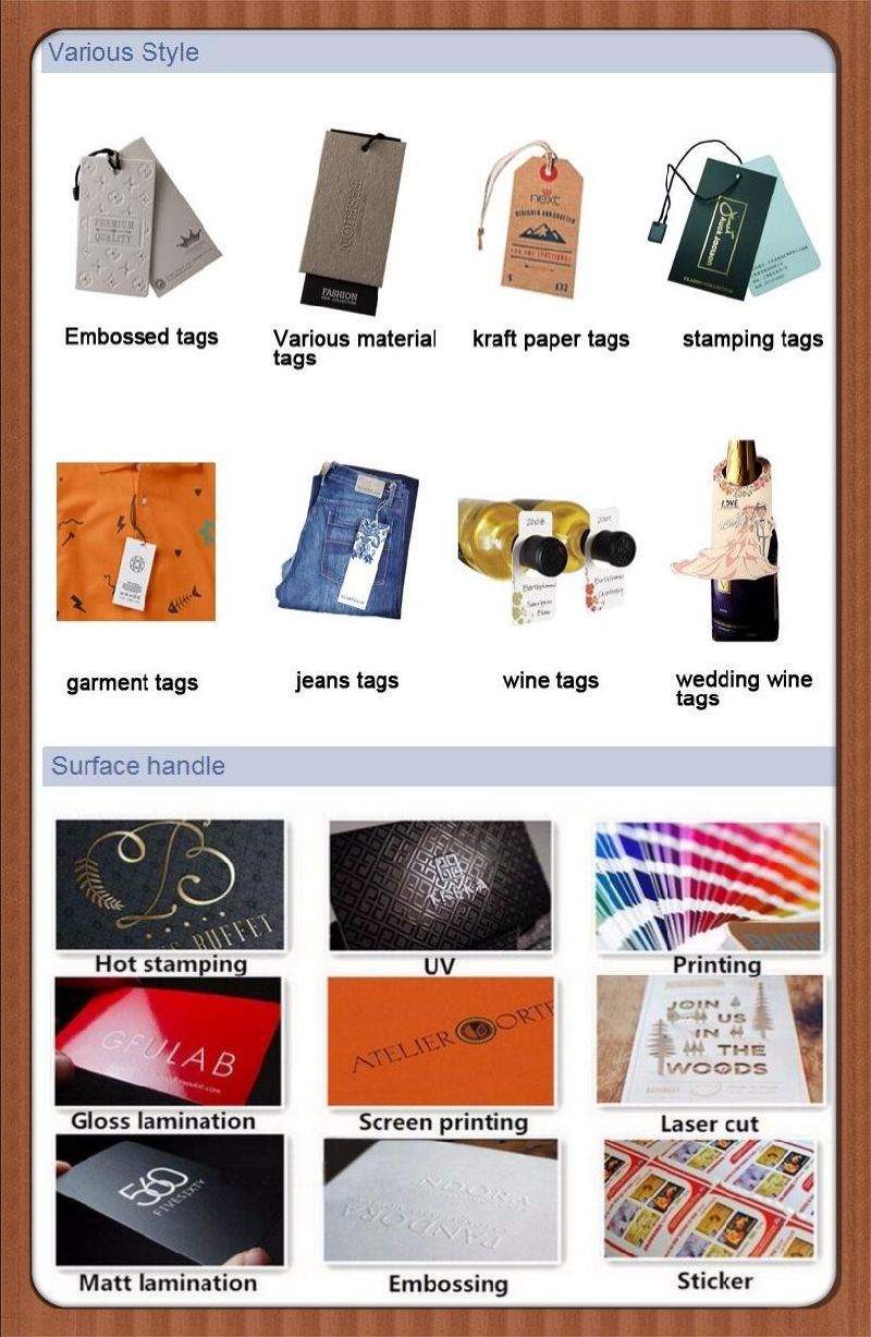 High Quality Custom Paper Hang Tag Clothing Tags