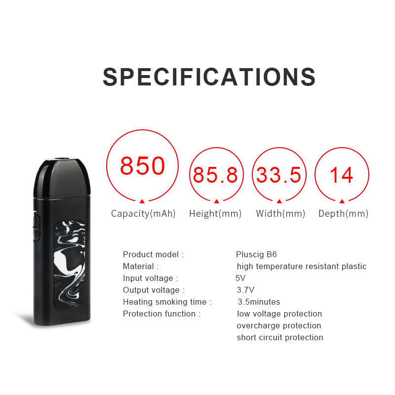 2020 Korea Best Selling Heat No Burn System E-Cigarettes Pluscig B6