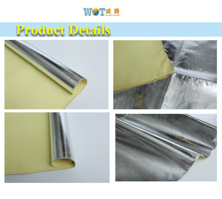 Durable Transfer Aluminum Foil Aramid Fabric Fiberglass Cloth for Thermal Insulation