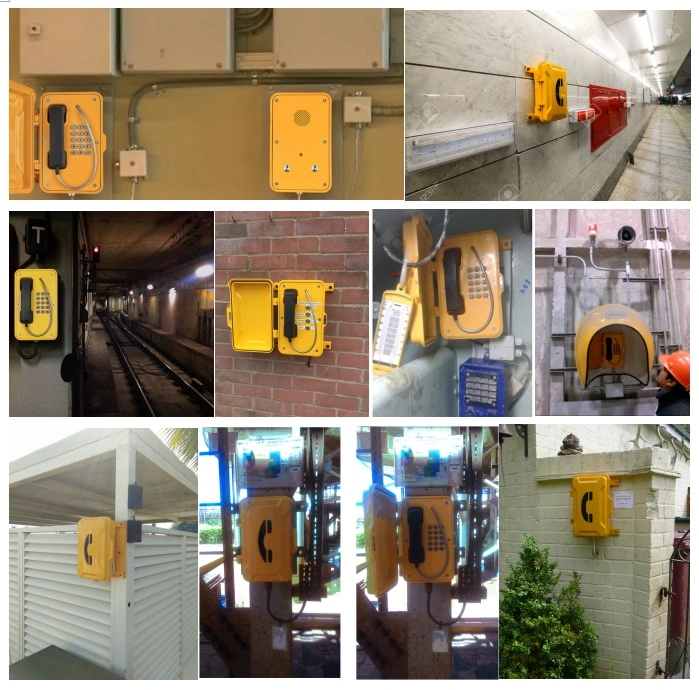 Moisture Resistant Tunnel Emergency Telephone with Broadcasting, Hands Free Industrial Telephone with Flashing Lamp&Horn