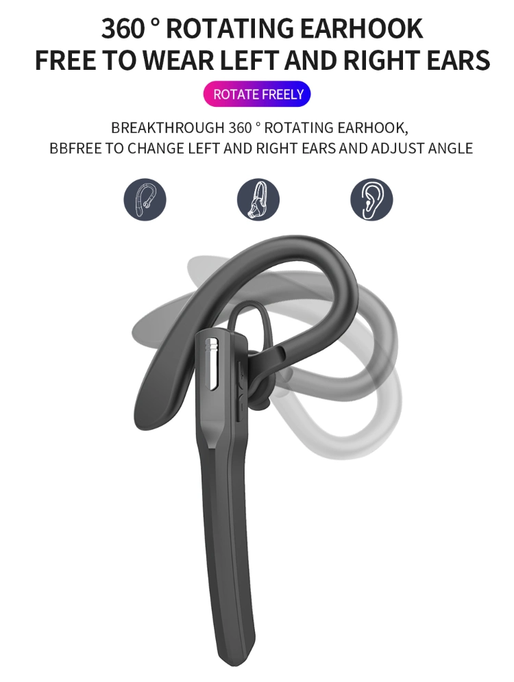 Rotate Handsfree Bluetooth Business Wireless Bluetooth Headset Earhook Earphone with Mic for Driver