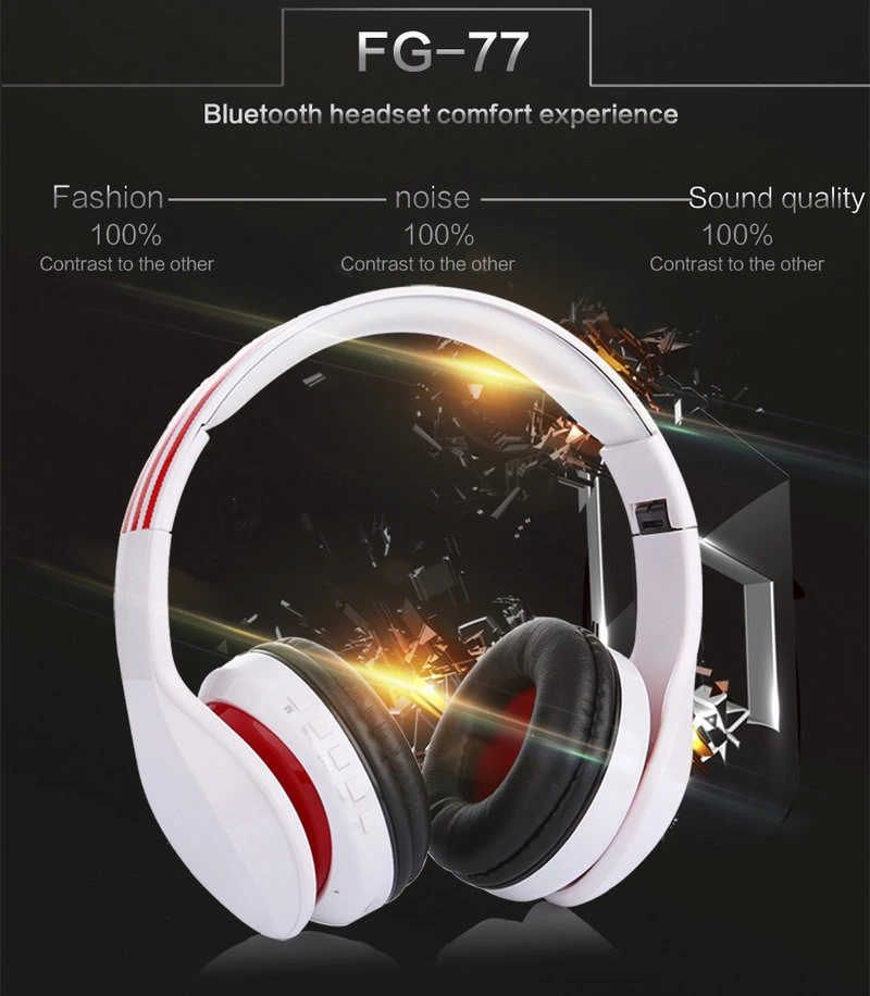 Fg-77 Hot Sale Noise Cancelling Headphone Foldable V5.0 Bluetooth Headset Sport Stereo with Microphone
