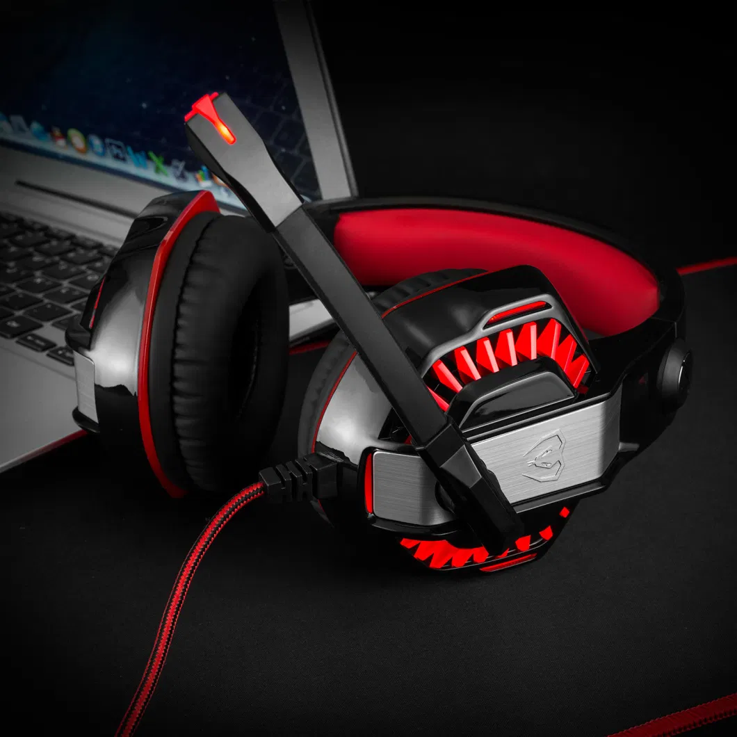 Gaming Headset with Mic Stereo Headphone Volume Control Soft Earmuffs Bass Surround Over Ear Games Headset