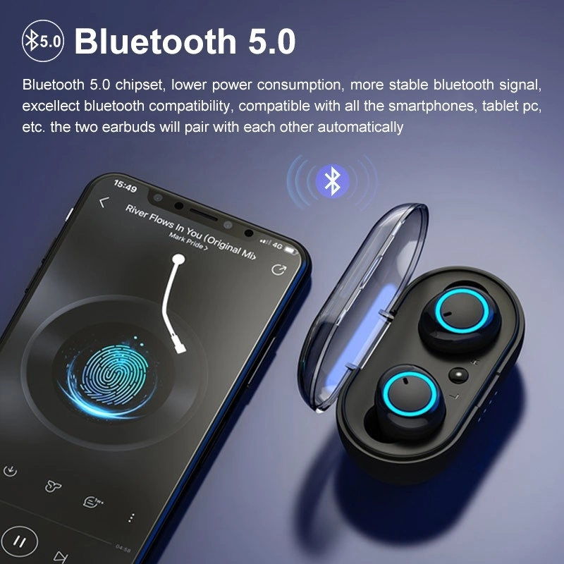 Tws Bluetooth 5.1 Earphones with Microphone Wireless Bluetooth Headset Waterproof Noise Cancelling Earbuds