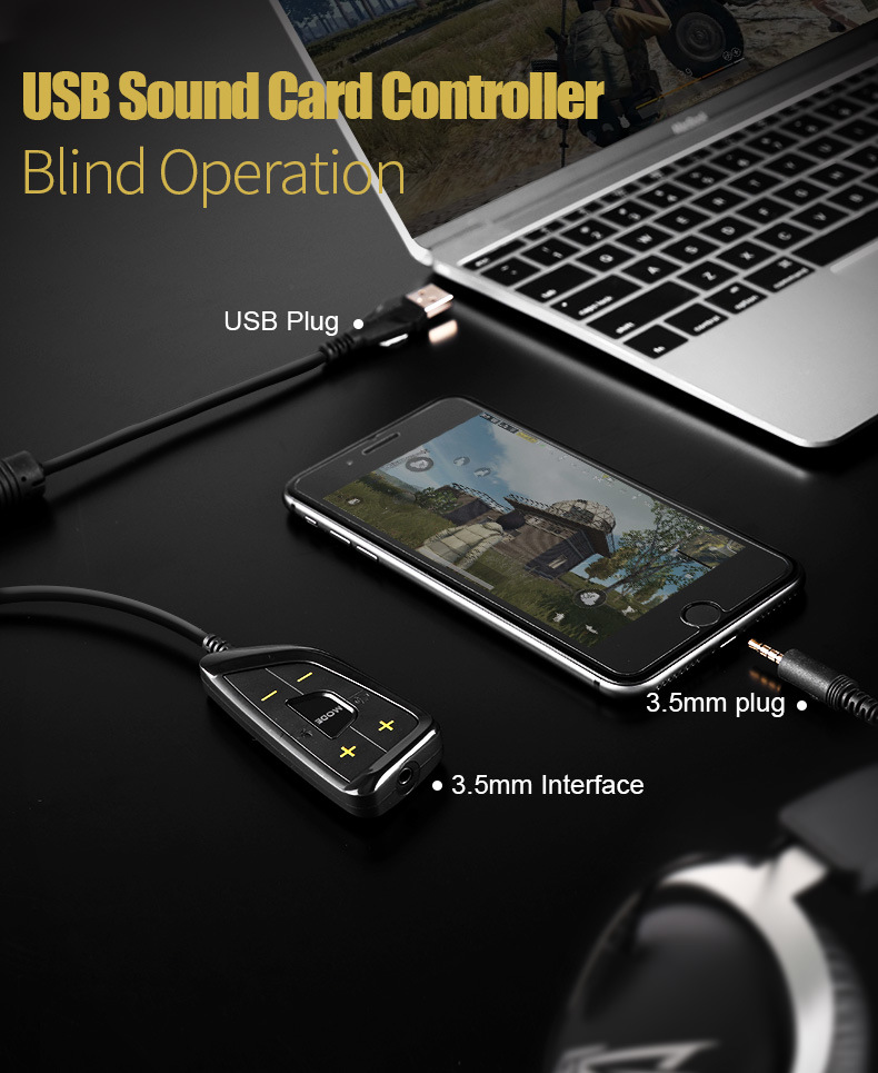 7.1 Virtual Sound Headphone with 3.5 mm USB Cable Interface for Game Lovers