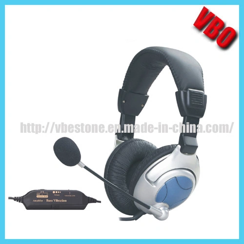Headband Bass Vibration Headset with Microphone for Computer Headphone