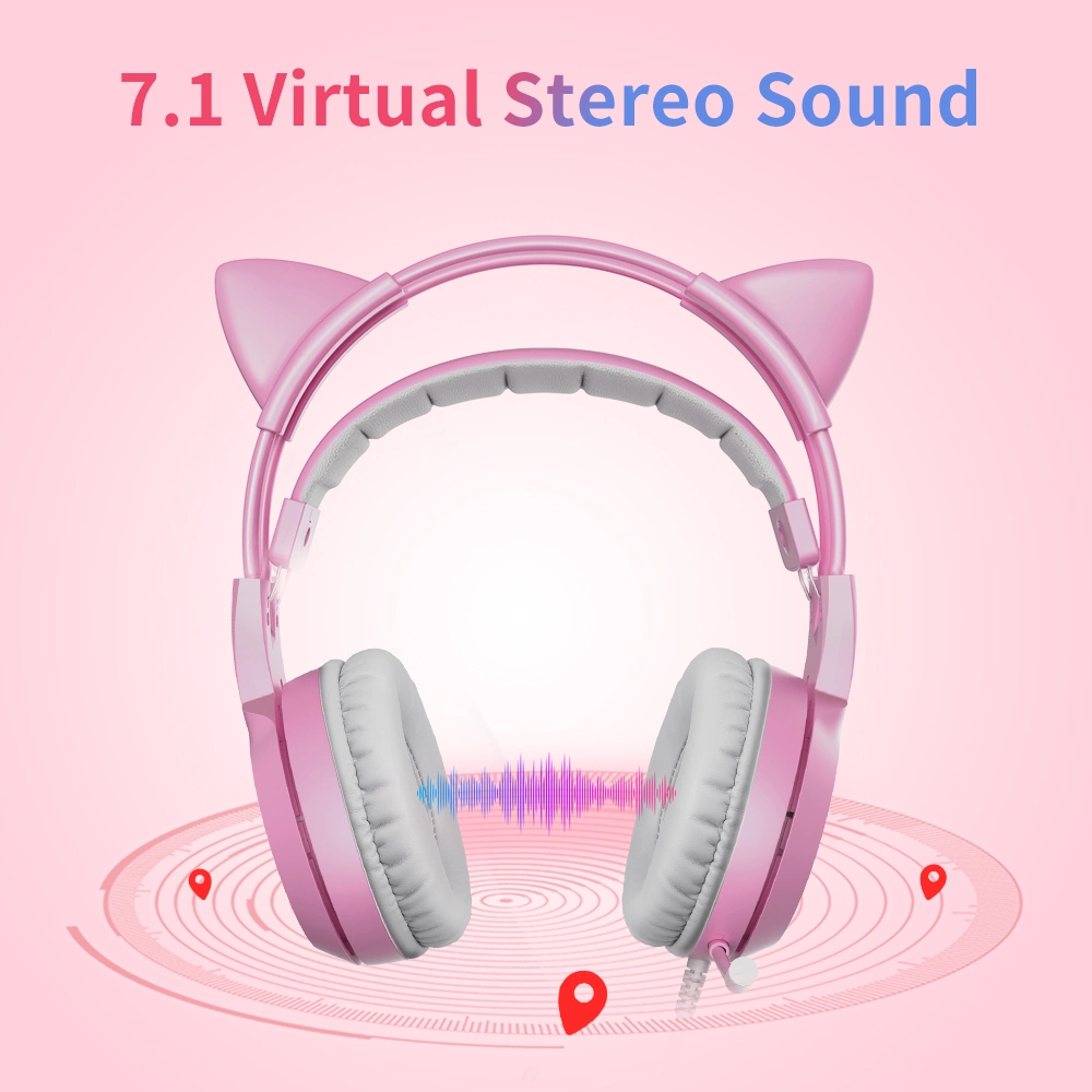 Somic G951 Pink Lovely Cat Ear PC Gaming Headset Headphone USB Plug for Computer Support OEM