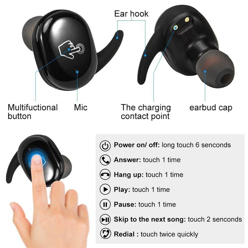 Wireless Bluetooth Headset Binaural in-Ear Headset for iPhone11 Xiaomi Huawei Mobile Phone Headset