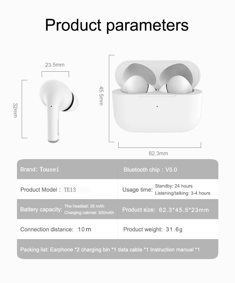 Small Wireless Headset 5.0 Waterproof Stereo Headset Bluetooth Portable Bluetooth Headset with Charging Case Headset