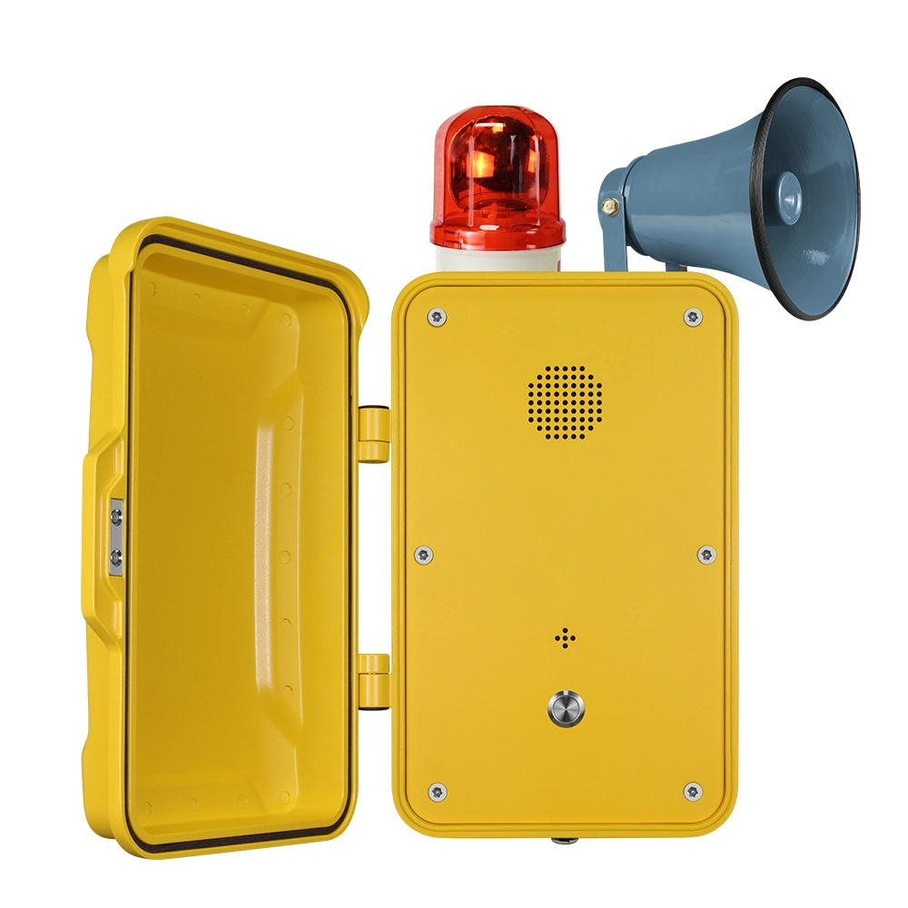 Moisture Resistant Tunnel Emergency Telephone with Broadcasting, Hands Free Industrial Telephone with Flashing Lamp&Horn