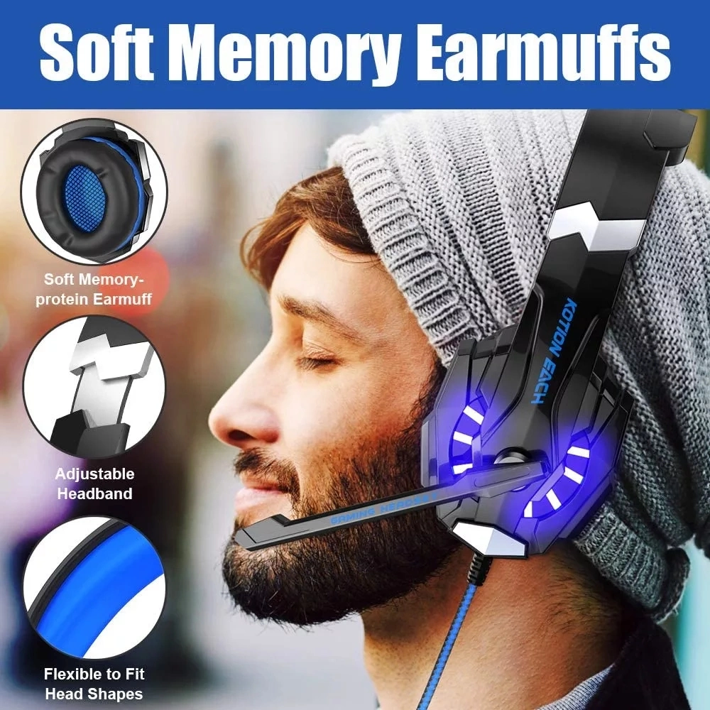 High Quality USB Computer Headset Gamer LED Light Gaming Headset Wired Noise Canceling Headphones for PS4 PC