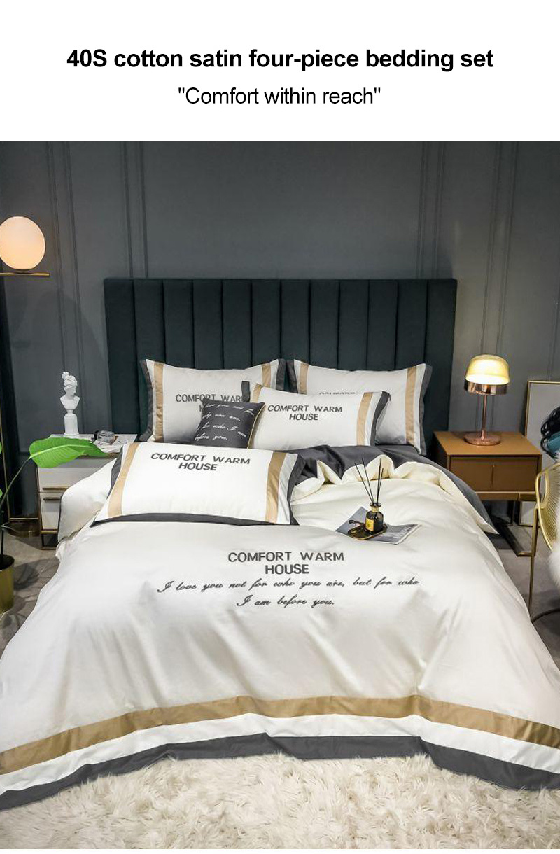 Wholesale Home Textile Fashion Style Bedding Set Durable White Double Bed
