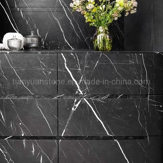 Chinese Nero Marquina Black and White Marble Tiles