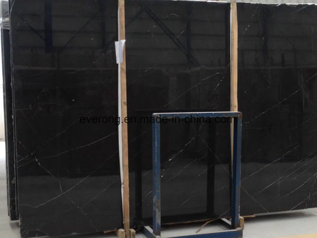 Cheap Price Black Nero Marquina Marble Slab with White Veins/Black Natural Stone for Hotel/Black and White Marble