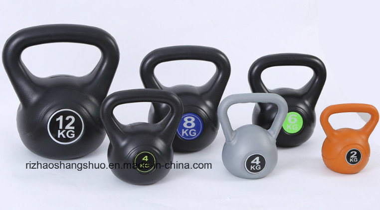 Wholesale Plastic Cement Colored Crossfit Sand Filled Kettlebell
